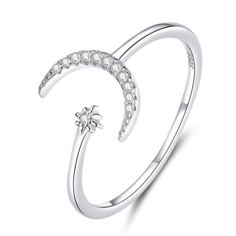 Nhẫn nữ bạc sterling S925 đính đá Zircon hình trăng mở, nhẫn phong cách, SCR569