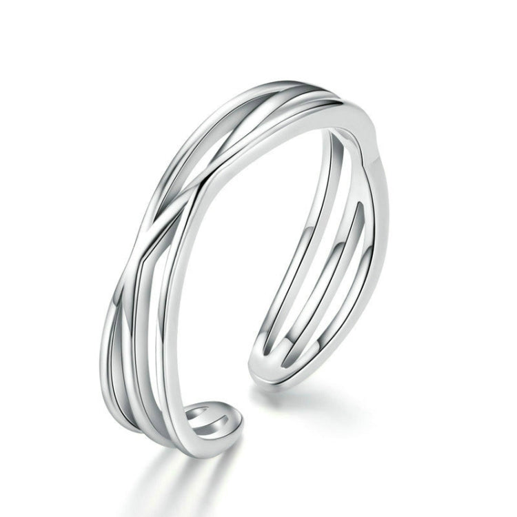 Nhẫn bạc sterling S925 mạ bạch kim đơn giản thời trang, nhẫn mở, SCR483
