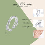 Nhẫn bạc sterling S925 mạ bạch kim đơn giản thời trang, nhẫn mở, SCR483
