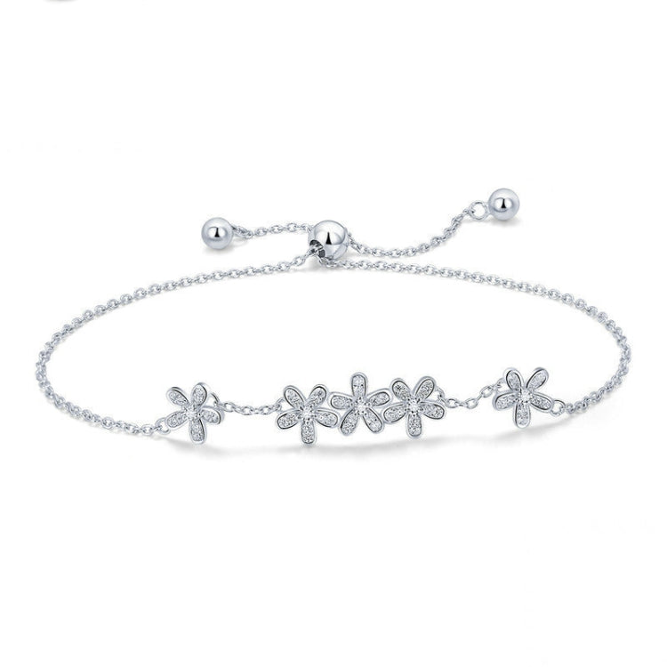 Vòng tay bạc sterling S925 hoa cúc, SCB084