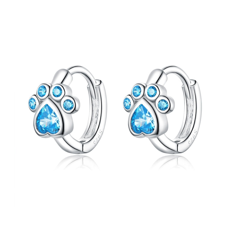 Bông tai bạc sterling đính đá Zircon hình dấu chân mèo đơn giản, SCE670