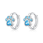 Bông tai bạc sterling đính đá Zircon hình dấu chân mèo đơn giản, SCE670