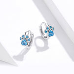 Bông tai bạc sterling đính đá Zircon hình dấu chân mèo đơn giản, SCE670
