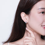 Bông tai bạc sterling đính đá Zircon hình dấu chân mèo đơn giản, SCE670
