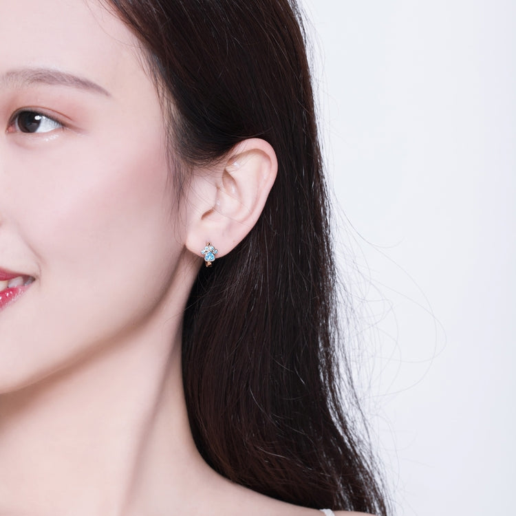 Bông tai bạc sterling đính đá Zircon hình dấu chân mèo đơn giản, SCE670