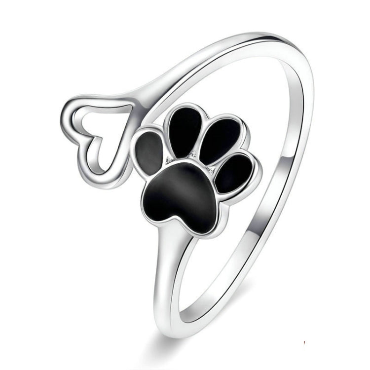 Nhẫn nữ bạc sterling S925 hình dấu chân động vật nhỏ giọt, nhẫn mở