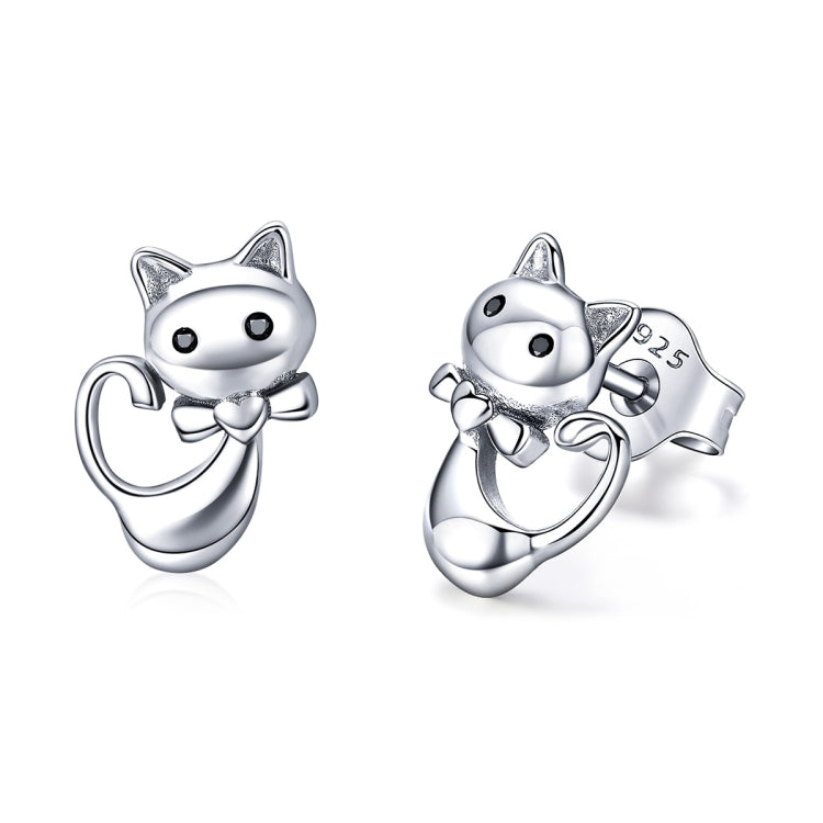 Bông tai mèo bạc sterling S925 đơn giản cá tính cho nữ, SCE450