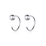 Bông tai bạc sterling đơn giản mạ bạch kim, bông tai quả cầu nhỏ phong cách, SCE782-A