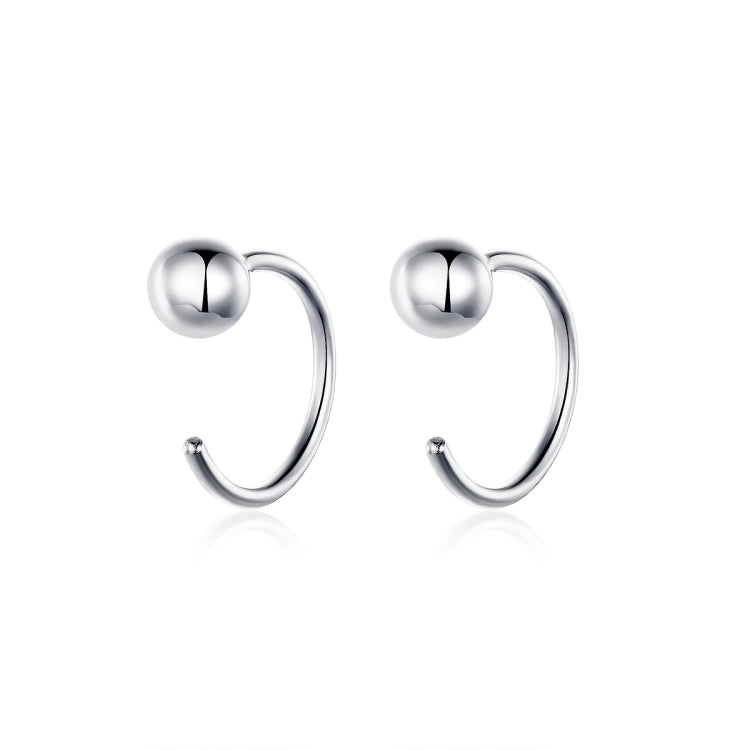 Bông tai bạc sterling đơn giản mạ bạch kim, bông tai quả cầu nhỏ phong cách, SCE782-A