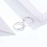 Bông tai bạc sterling đơn giản mạ bạch kim, bông tai quả cầu nhỏ phong cách, SCE782-A