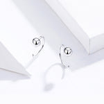 Bông tai bạc sterling đơn giản mạ bạch kim, bông tai quả cầu nhỏ phong cách, SCE782-A