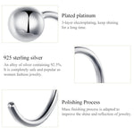 Bông tai bạc sterling đơn giản mạ bạch kim, bông tai quả cầu nhỏ phong cách, SCE782-A