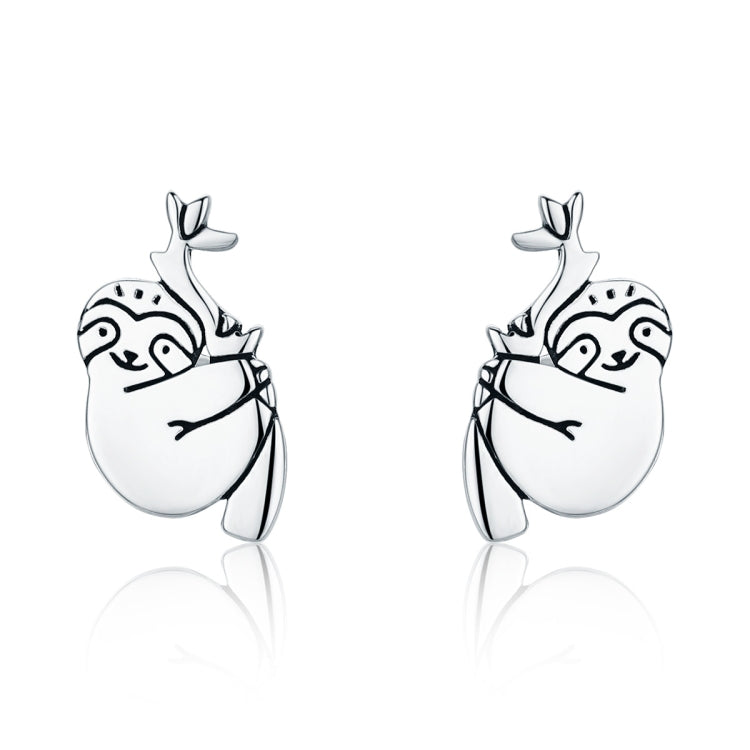 Bông tai hình con lười động vật bạc sterling đơn giản, SCE327