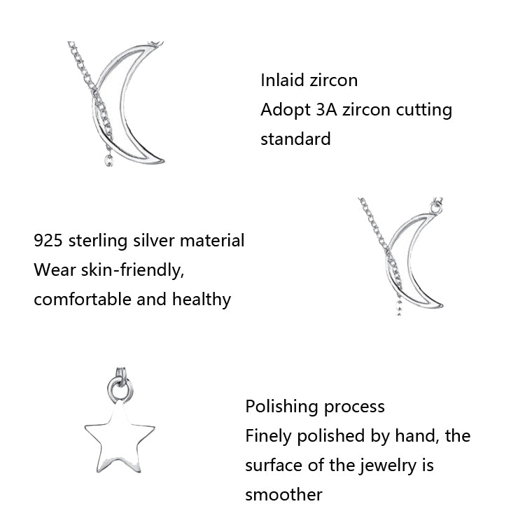 Stars Moon S925 Sterling Silver Necklace, SCN108