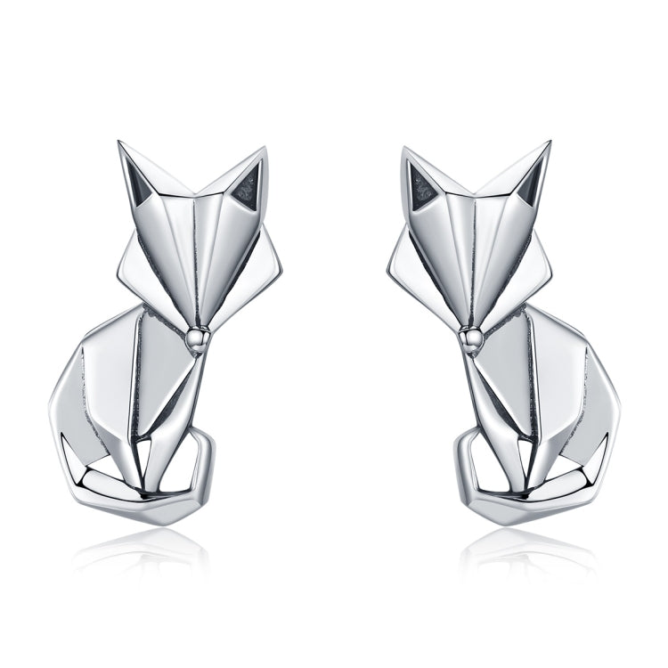 Bông tai động vật bạc S925 hình cáo origami cho bé gái, SCE526