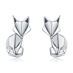 Bông tai động vật bạc S925 hình cáo origami cho bé gái, SCE526