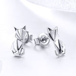 Bông tai động vật bạc S925 hình cáo origami cho bé gái, SCE526