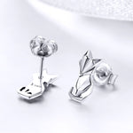 Bông tai động vật bạc S925 hình cáo origami cho bé gái, SCE526