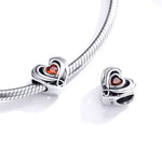 Hạt bạc sterling hình trái tim S925 rời Phụ kiện vòng tay DIY, SCC1472