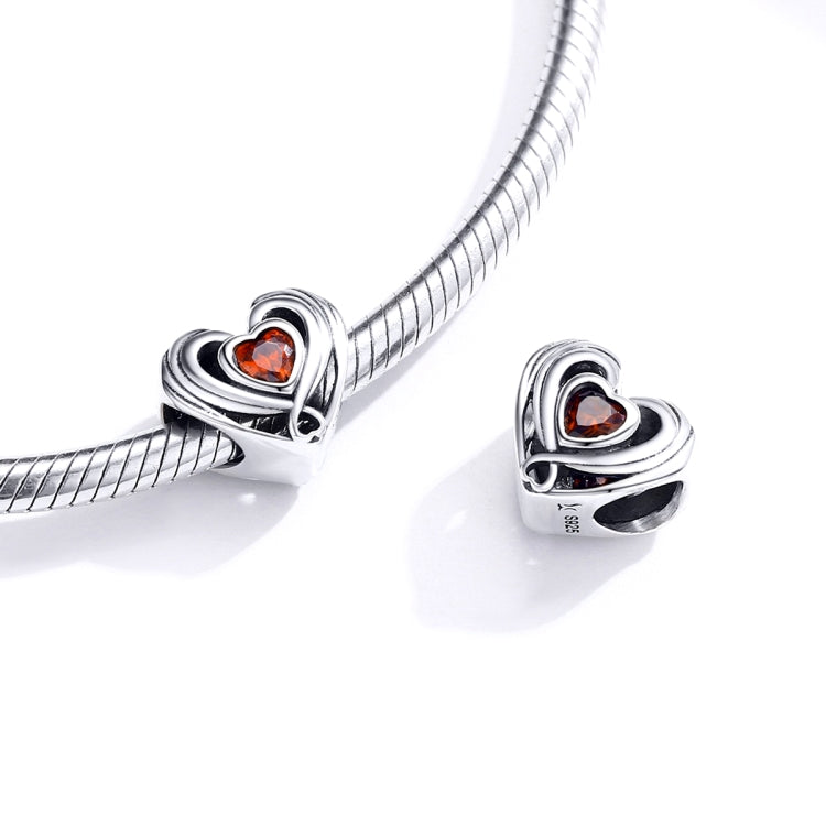 Hạt bạc sterling hình trái tim S925 rời Phụ kiện vòng tay DIY, SCC1472