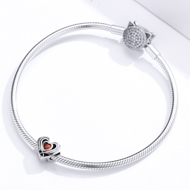 Hạt bạc sterling hình trái tim S925 rời Phụ kiện vòng tay DIY, SCC1472