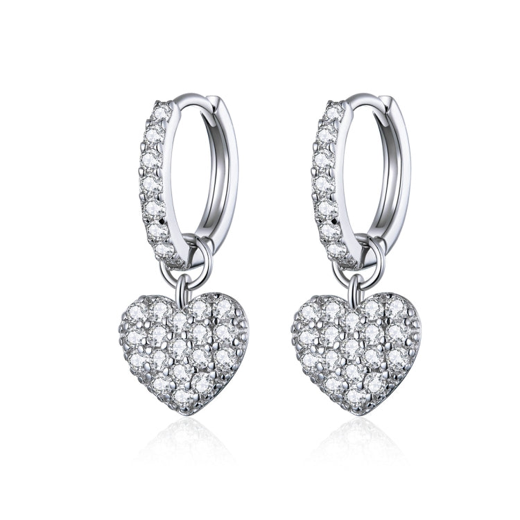 Bông tai hình trái tim Bông tai đá Zircon Bạc sterling S925 Bông tai đinh, SCE821