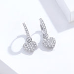 Bông tai hình trái tim Bông tai đá Zircon Bạc sterling S925 Bông tai đinh, SCE821