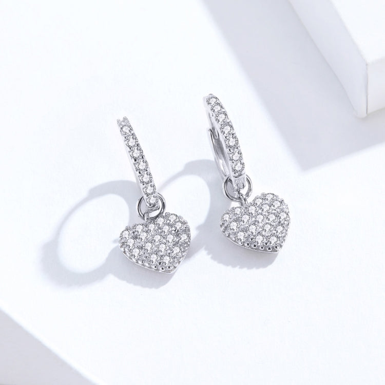Bông tai hình trái tim Bông tai đá Zircon Bạc sterling S925 Bông tai đinh, SCE821