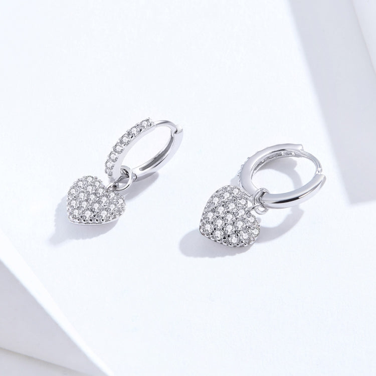 Bông tai hình trái tim Bông tai đá Zircon Bạc sterling S925 Bông tai đinh, SCE821