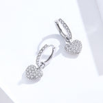 Bông tai hình trái tim Bông tai đá Zircon Bạc sterling S925 Bông tai đinh, SCE821