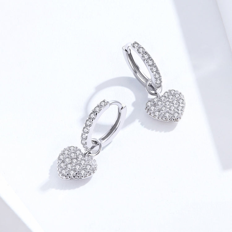 Bông tai hình trái tim Bông tai đá Zircon Bạc sterling S925 Bông tai đinh, SCE821