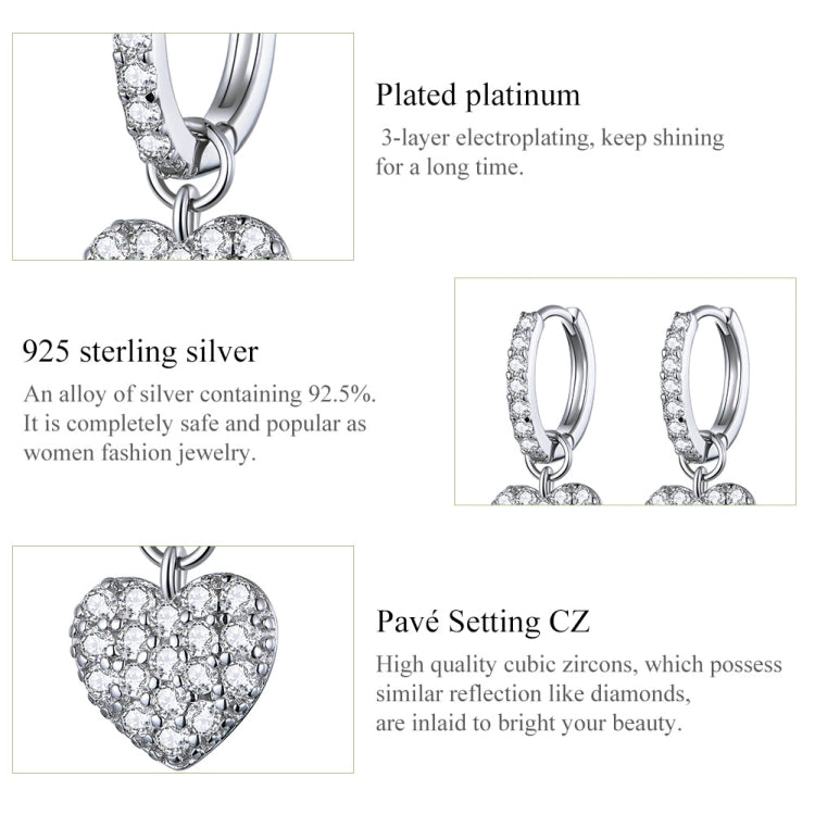 Bông tai hình trái tim Bông tai đá Zircon Bạc sterling S925 Bông tai đinh, SCE821
