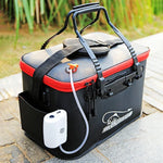Thùng cá sống gấp đa năng dày dặn, xô câu cá 40 cm (có tay cầm và túi bên), 45 cm (có tay cầm và túi bên), 50 cm (có tay cầm và túi bên)