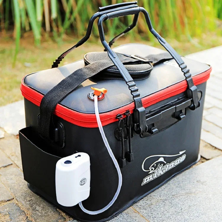 Thùng cá sống gấp đa năng dày dặn, xô câu cá 40 cm (có tay cầm và túi bên), 45 cm (có tay cầm và túi bên), 50 cm (có tay cầm và túi bên)