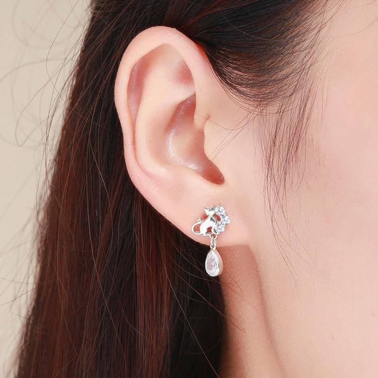 Bông tai mèo bạc sterling S925 phong cách cổ điển Bông tai nữ, SCE424