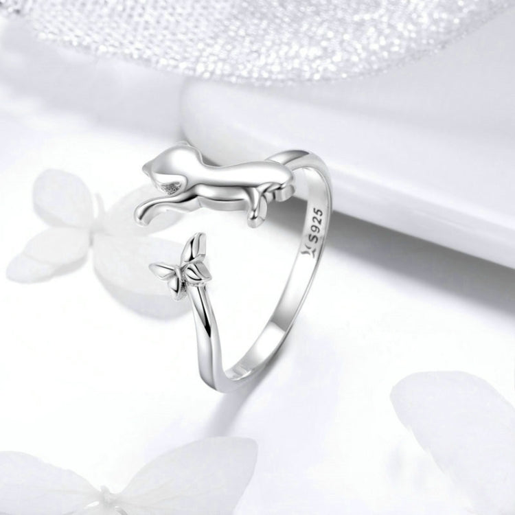 Nhẫn bạc sterling S925 Nhẫn thời trang bạn đồng hành mèo, SCR443