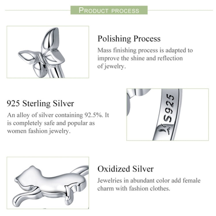 Nhẫn bạc sterling S925 Nhẫn thời trang bạn đồng hành mèo, SCR443