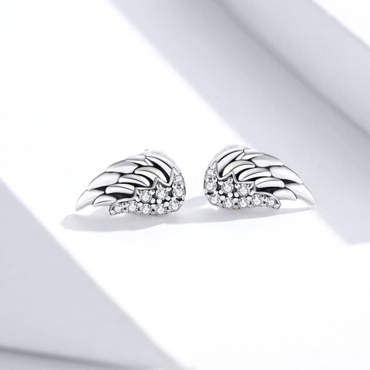 Bông tai cánh bạc sterling S925 Bông tai cá tính, SCE882