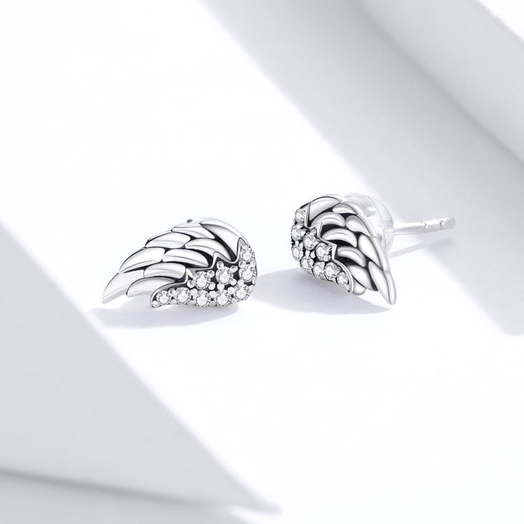 Bông tai cánh bạc sterling S925 Bông tai cá tính, SCE882