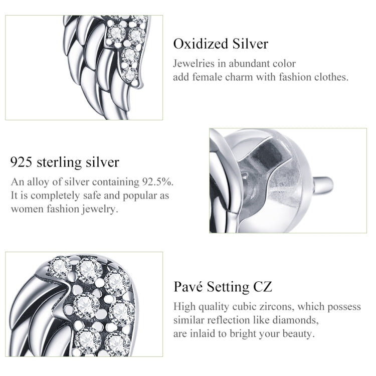 Bông tai cánh bạc sterling S925 Bông tai cá tính, SCE882