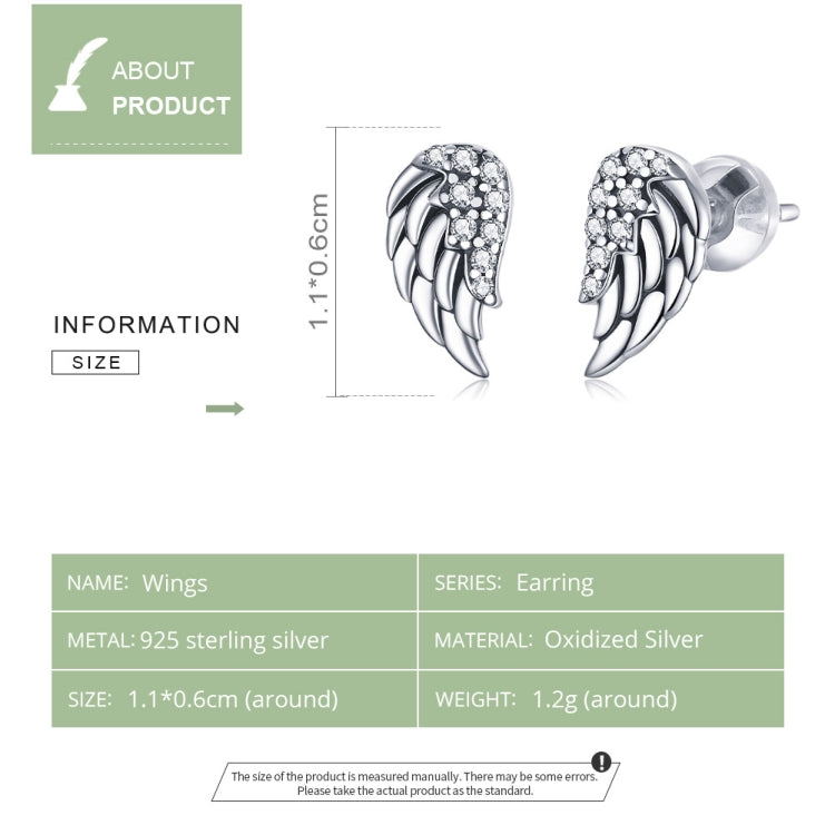 Bông tai cánh bạc sterling S925 Bông tai cá tính, SCE882