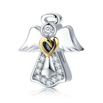 Mặt dây chuyền thiên thần hộ mệnh bạc sterling S925 trang sức nhỏ giọt dầu kim cương phụ kiện vòng tay DIY