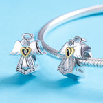 Mặt dây chuyền thiên thần hộ mệnh bạc sterling S925 trang sức nhỏ giọt dầu kim cương phụ kiện vòng tay DIY