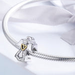 Mặt dây chuyền thiên thần hộ mệnh bạc sterling S925 trang sức nhỏ giọt dầu kim cương phụ kiện vòng tay DIY