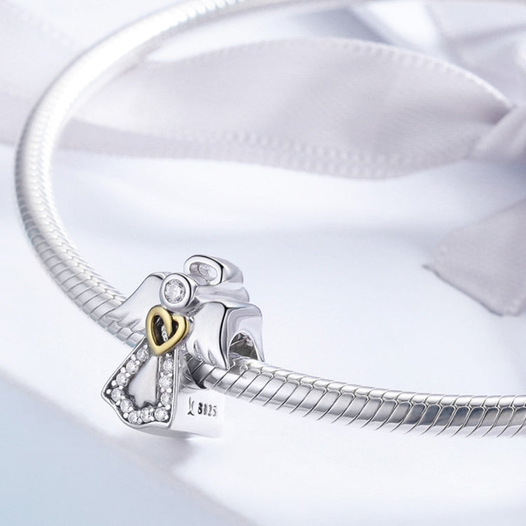 Mặt dây chuyền thiên thần hộ mệnh bạc sterling S925 trang sức nhỏ giọt dầu kim cương phụ kiện vòng tay DIY