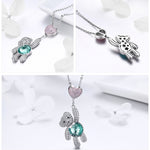 Cute Bear S925 Sterling Silver Rose Gold Plated Zircon Necklace, SCN271