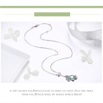 Cute Bear S925 Sterling Silver Rose Gold Plated Zircon Necklace, SCN271
