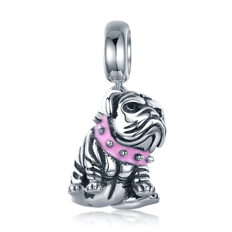 Vòng tay phụ kiện charm chó bulldog hạt bạc sterling S925, SCC552