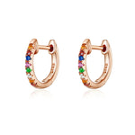 Bông tai cầu vồng bạc S925 đính đá Zircon, màu vàng hồng, vàng, trắng