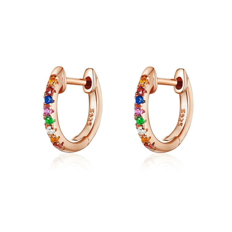 Bông tai cầu vồng bạc S925 đính đá Zircon, màu vàng hồng, vàng, trắng